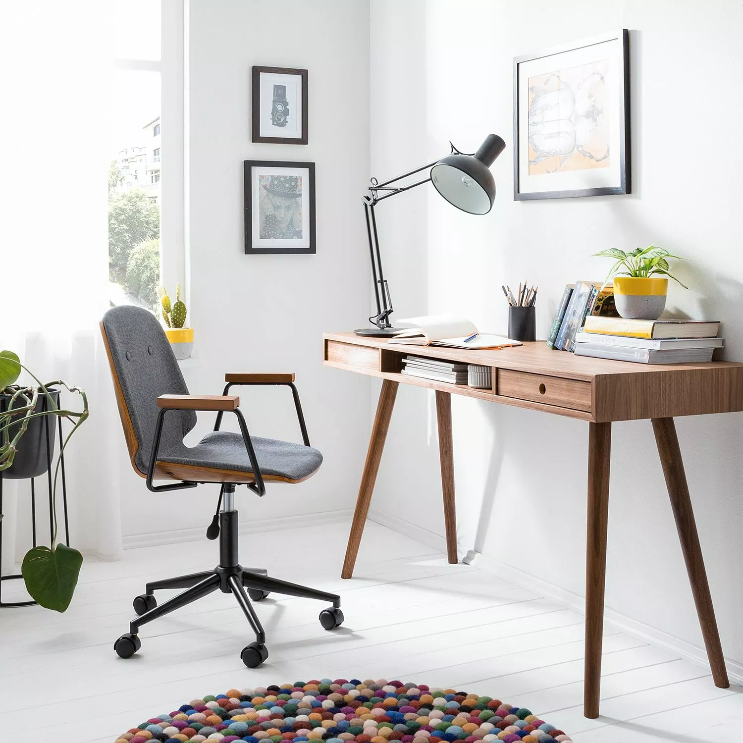 Studio Copenhagen Bürodrehstuhl Ganalu I - Webstoff / Stahl - Grau / Walnuss 4 Studio Copenhagen Bürodrehstuhl Ganalu I - Webstoff / Stahl - Grau / Walnuss – Bild 2