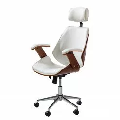 Fredriks Bürodrehstuhl Viiki - Kunstleder / Stahl - Weiß / Walnuss