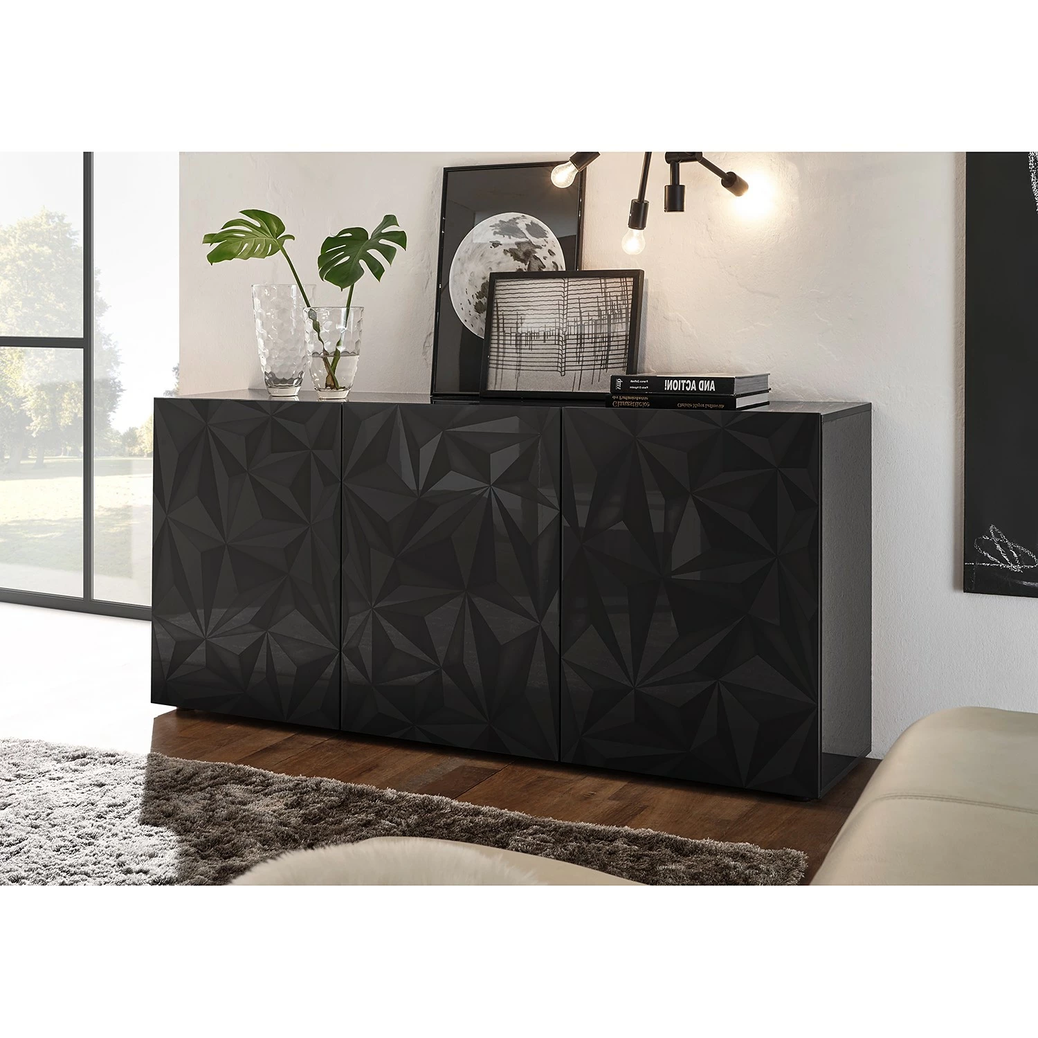 LC Spa Sideboard Prisma I - Hochglanz Anthrazit - Breite: 181 cm 4 LC Spa Sideboard Prisma I - Hochglanz Anthrazit - Breite: 181 cm – Bild 2