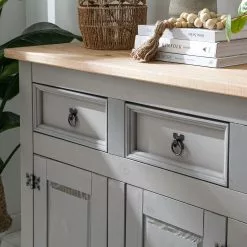 Maison Belfort Sideboard Finca Rustica - Kiefer massiv - Kiefer Grau -Büromöbel Verkaufsgeschäft 1000178029 200511 13145200003 DETAILS P000000001000178029