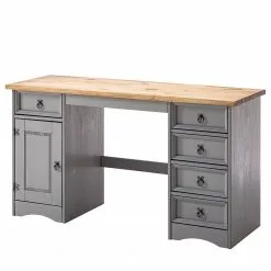 Maison Belfort Schreibtisch Finca Rustica I - Kiefer massiv - Kiefer Grau