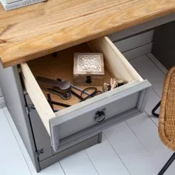 Maison Belfort Schreibtisch Finca Rustica I - Kiefer massiv - Kiefer Grau -Büromöbel Verkaufsgeschäft 1000178057 200507 14282400011 DETAILS P000000001000178057