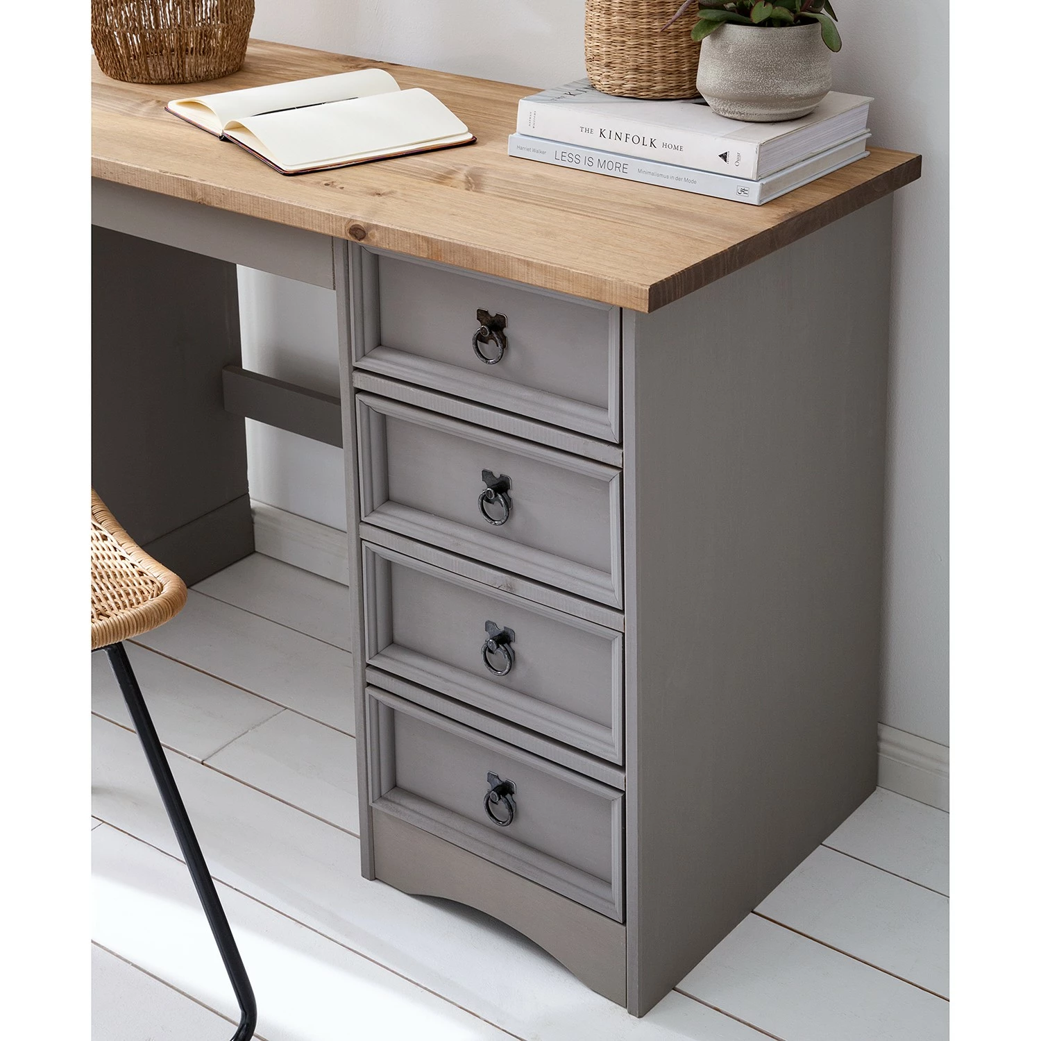 Maison Belfort Schreibtisch Finca Rustica II - Kiefer massiv - Kiefer Grau 11 Maison Belfort Schreibtisch Finca Rustica II - Kiefer massiv - Kiefer Grau – Bild 9