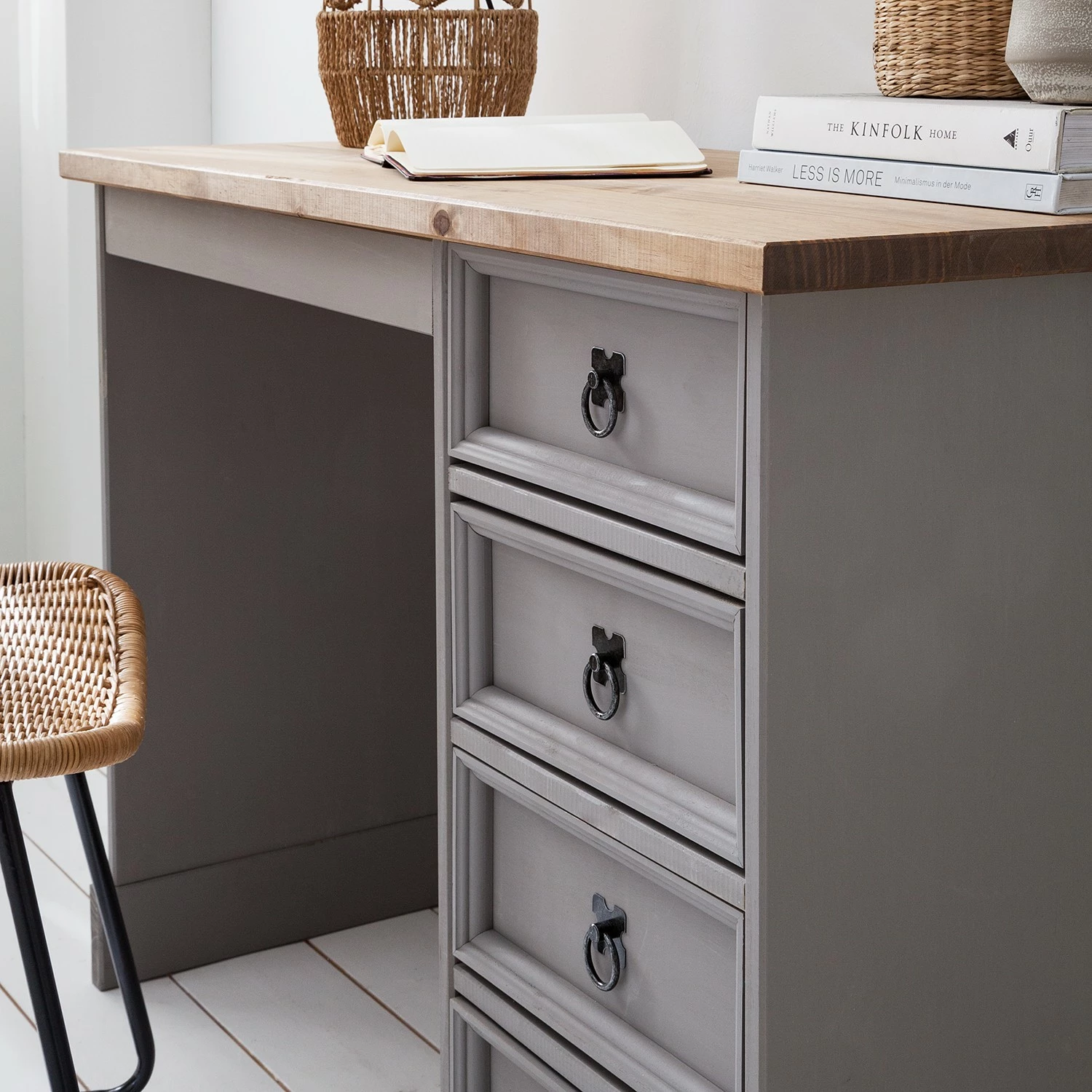 Maison Belfort Schreibtisch Finca Rustica II - Kiefer massiv - Kiefer Grau 12 Maison Belfort Schreibtisch Finca Rustica II - Kiefer massiv - Kiefer Grau – Bild 10