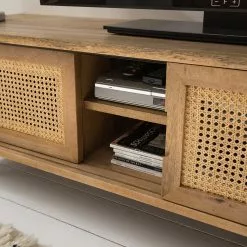 Ars manufacti TV-Lowboard Vina - Mango massiv / Wiener Geflecht - Mango / Schwarz -Büromöbel Verkaufsgeschäft 1000178070 200320 14034500004 DETAILS P000000001000178070