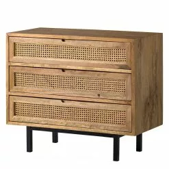 Ars manufacti Kommode Vina I - Mango massiv / Wiener Geflecht - Mango / Schwarz