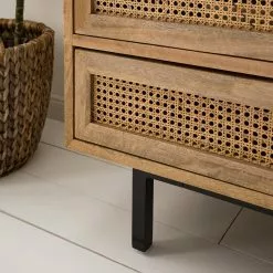 Ars manufacti Kommode Vina I - Mango massiv / Wiener Geflecht - Mango / Schwarz -Büromöbel Verkaufsgeschäft 1000178079 200320 14005500005 DETAILS P000000001000178079