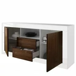 LC Spa Sideboard Urbino I - Nussbaum Dekor / Weiß -Büromöbel Verkaufsgeschäft 1000178439 201029 08555800613 DETAILS P000000001000178439