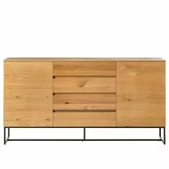Ars Natura Sideboard Nozza II - Echtholzfurnier - Eiche / Schwarz -Büromöbel Verkaufsgeschäft 1000182814 200214 14501800002 DETAILS P000000001000182814