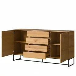 Ars Natura Sideboard Nozza II - Echtholzfurnier - Eiche / Schwarz -Büromöbel Verkaufsgeschäft 1000182814 200214 14501800004 DETAILS P000000001000182814