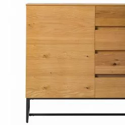 Ars Natura Sideboard Nozza II - Echtholzfurnier - Eiche / Schwarz -Büromöbel Verkaufsgeschäft 1000182814 200214 14501800005 DETAILS P000000001000182814