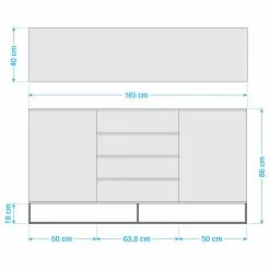 Ars Natura Sideboard Nozza II - Echtholzfurnier - Eiche / Schwarz -Büromöbel Verkaufsgeschäft 1000182814 211018 083456000516 SKETCH DETAILS P000000001000182814 sketch