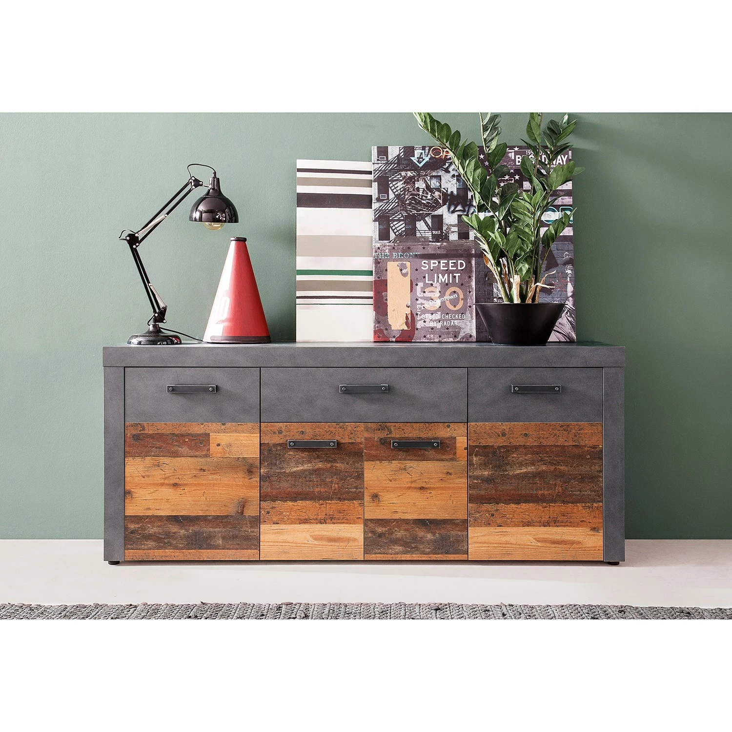 Trendteam Sideboard Indy - Altholz Pinie Dekor / Vintage Grau 5 Trendteam Sideboard Indy - Altholz Pinie Dekor / Vintage Grau – Bild 3