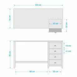 Maison Belfort Schreibtisch Rivery - Kiefer massiv - Weiß 31 Maison Belfort Schreibtisch Rivery - Kiefer massiv - Weiß -Büromöbel Verkaufsgeschäft 1000187585 200214 06021600014 SKETCH DETAILS P000000001000187585 sketch