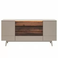 GWINNER Sideboard Misano - Saharagrau / Balkeneiche - Mit Beleuchtung