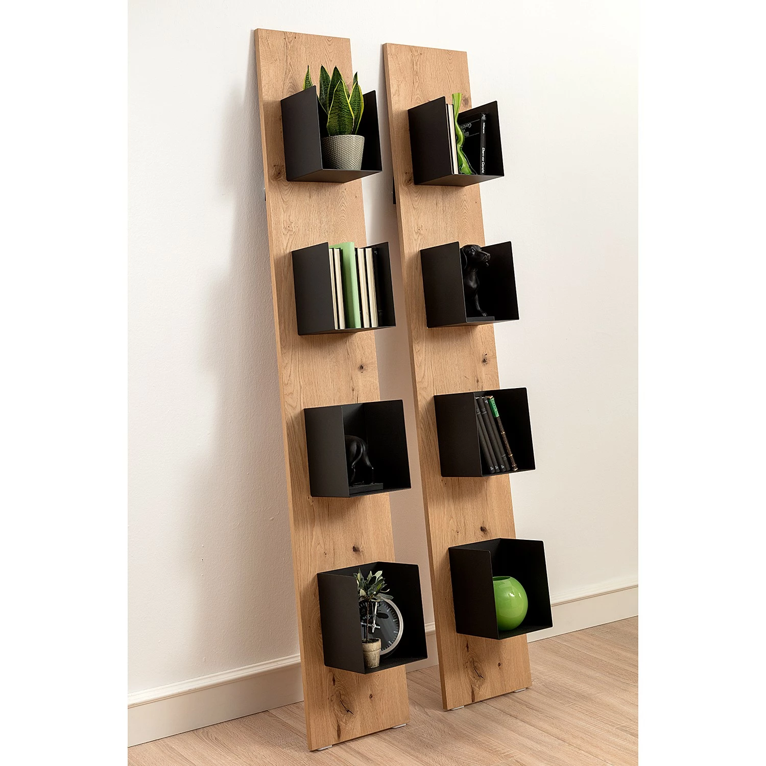 GWINNER Regal Style II - Echtholzfurnier / Metall - Eiche / Anthrazit 4 GWINNER Regal Style II - Echtholzfurnier / Metall - Eiche / Anthrazit – Bild 2