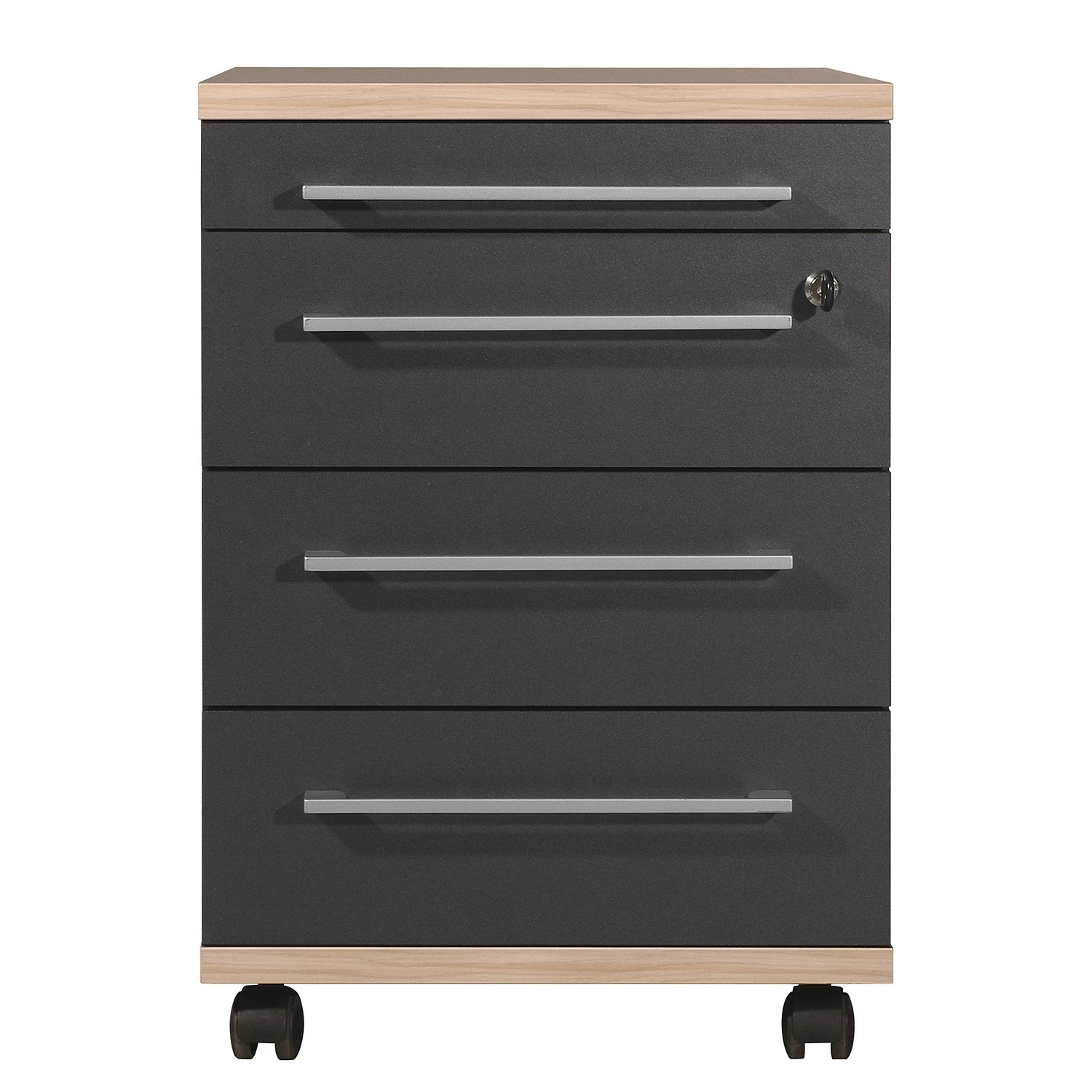 Germania Rollcontainer Eugene - Anthrazit / Nussbaum Dekor 6 Germania Rollcontainer Eugene - Anthrazit / Nussbaum Dekor – Bild 4