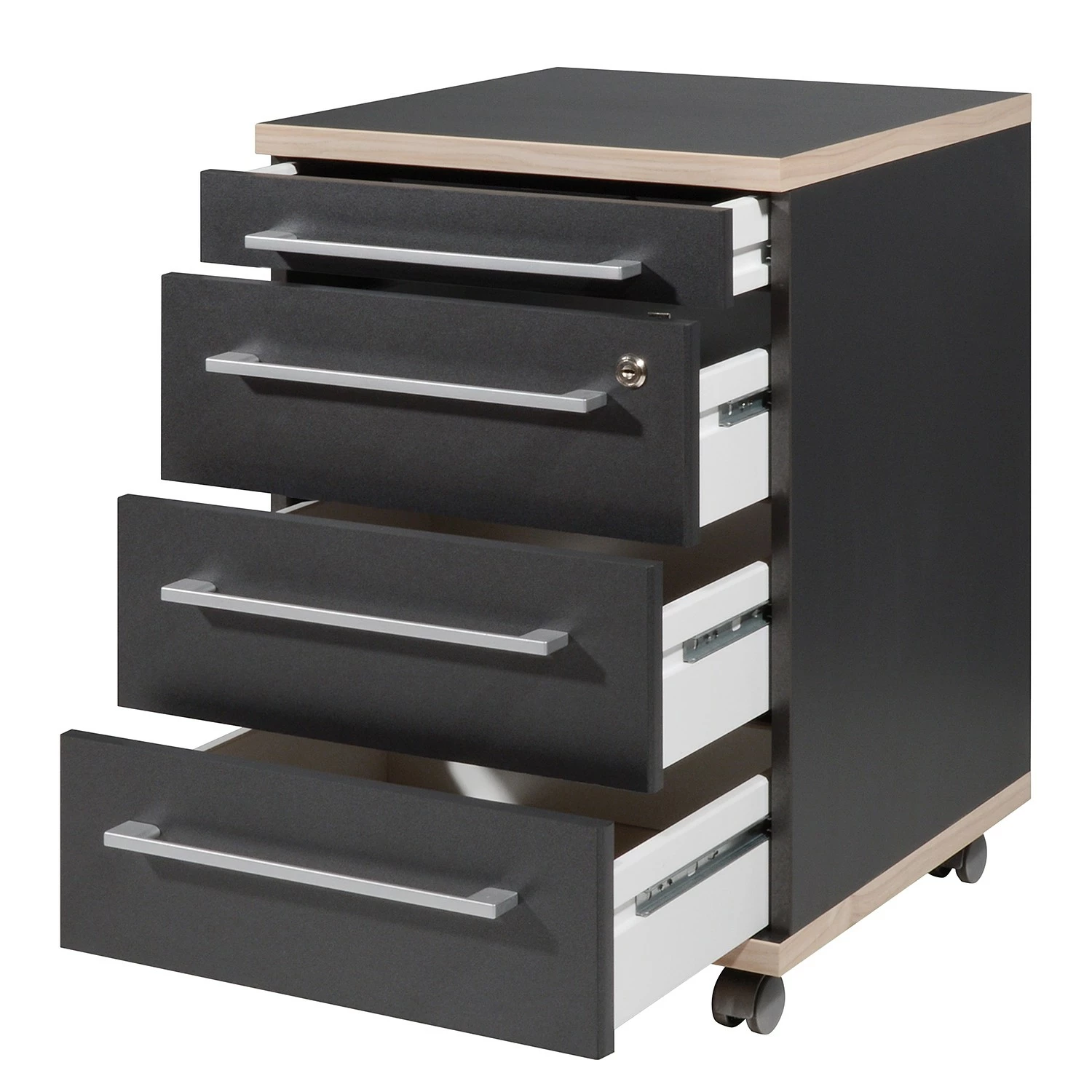 Germania Rollcontainer Eugene - Anthrazit / Nussbaum Dekor 7 Germania Rollcontainer Eugene - Anthrazit / Nussbaum Dekor – Bild 5