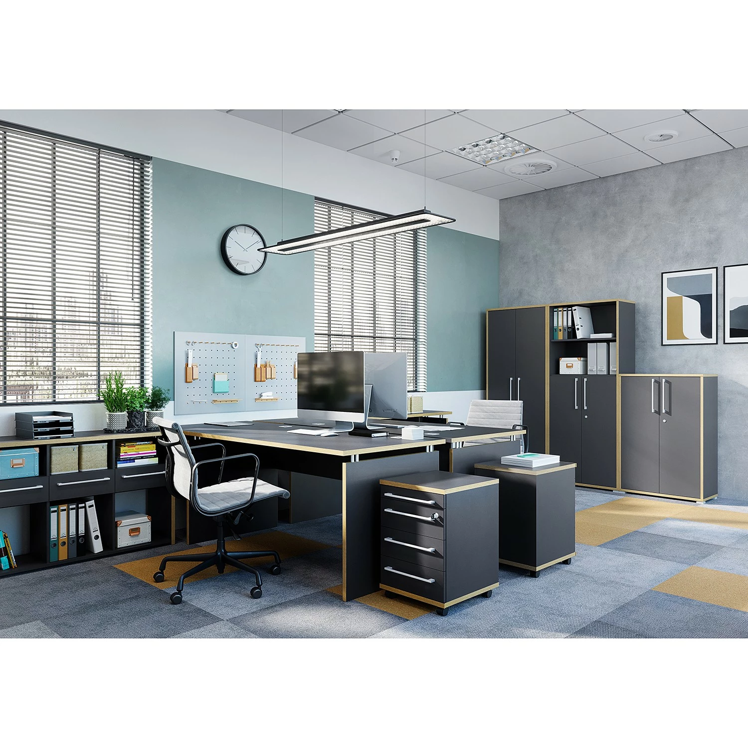 Germania Rollcontainer Eugene - Anthrazit / Nussbaum Dekor 4 Germania Rollcontainer Eugene - Anthrazit / Nussbaum Dekor – Bild 2