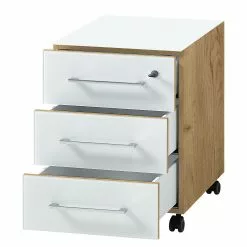 Rollcontainer Monteria - Glas - Weiß / Eiche Navarra Dekor 18 Rollcontainer Monteria - Glas - Weiß / Eiche Navarra Dekor -Büromöbel Verkaufsgeschäft 1000189529 191022 12044600034 DETAILS P000000001000189529