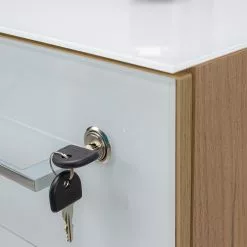 Rollcontainer Monteria - Glas - Weiß / Eiche Navarra Dekor 19 Rollcontainer Monteria - Glas - Weiß / Eiche Navarra Dekor -Büromöbel Verkaufsgeschäft 1000189529 191022 12044600035 DETAILS P000000001000189529