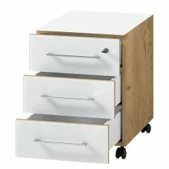 Rollcontainer Monteria - Glas - Weiß / Eiche Navarra Dekor 24 Rollcontainer Monteria - Glas - Weiß / Eiche Navarra Dekor -Büromöbel Verkaufsgeschäft 1000189529 220209 12431800035 DETAILS P000000001000189529