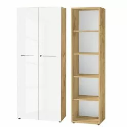 Germania Büroset Monteria III (2-teilig) - Glas - Weiß / Eiche Navarra Dekor -Büromöbel Verkaufsgeschäft 1000189538 210622 10494900001 DETAILS P000000001000189538