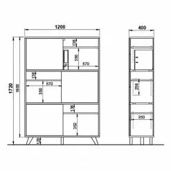 Germania Büroset Svene (3-teilig) - Weiß / Eiche Sonoma Dekor -Büromöbel Verkaufsgeschäft 1000189540 191022 12045700129 SKETCH DETAILS P000000001000189540 sketch