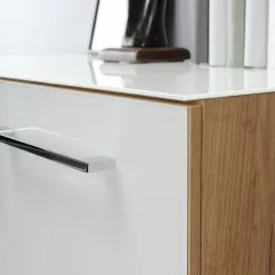 Germania Aktenschrank Monteria I - Glas - Weiß / Eiche Navarra Dekor -Büromöbel Verkaufsgeschäft 1000189544 191022 12050000165 DETAILS P000000001000189544