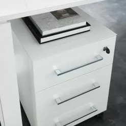 Germania Büroset Monteria I (5-teilig) - Glas - Weiß / Chrom -Büromöbel Verkaufsgeschäft 1000191067 191016 08103000013 DETAILS P000000001000191067