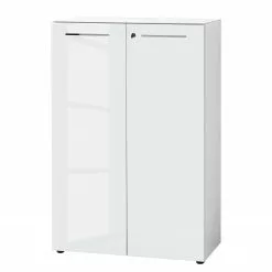 Germania Büroset Monteria I (5-teilig) - Glas - Weiß / Chrom -Büromöbel Verkaufsgeschäft 1000191067 191016 08103000017 DETAILS P000000001000191067