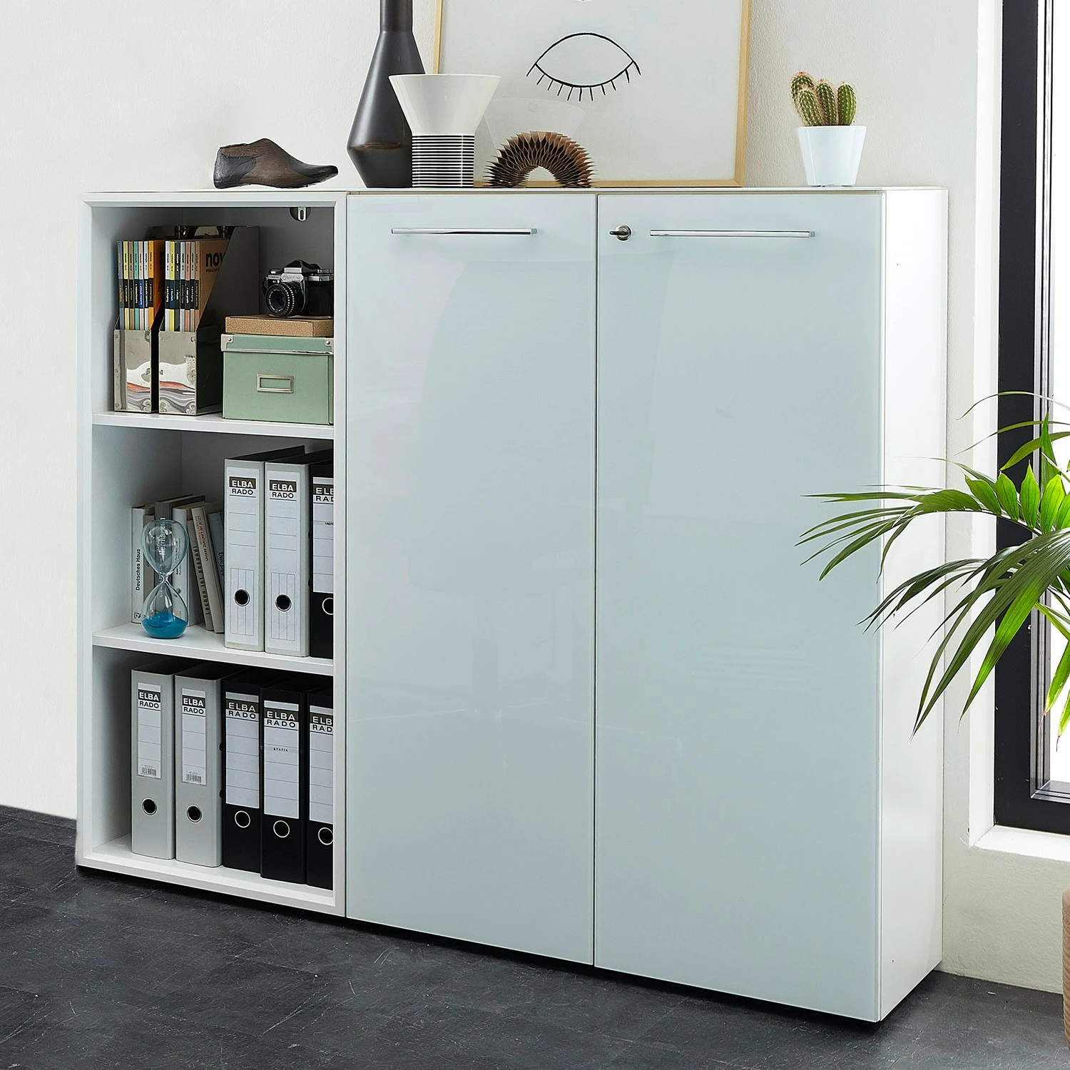 Germania Büroset Monteria IV (2-teilig) - Glas - Weiß / Chrom 3 Germania Büroset Monteria IV (2-teilig) - Glas - Weiß / Chrom