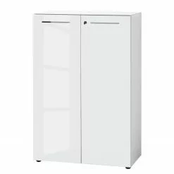 Germania Büroset Monteria V (3-teilig) - Glas - Weiß / Chrom -Büromöbel Verkaufsgeschäft 1000191084 191016 08104200124 DETAILS P000000001000191084