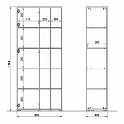 Germania Büroset Lioni V (5-teilig) - Eiche Navarra Dekor / Weiß -Büromöbel Verkaufsgeschäft 1000191085 191016 08104400145 SKETCH DETAILS P000000001000191085 sketch