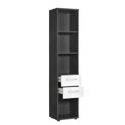 Furnitive Aktenregal Buzy - Hochglanz Weiß / Anthrazit -Büromöbel Verkaufsgeschäft 1000191311 191031 16045300014 DETAILS P000000001000191311