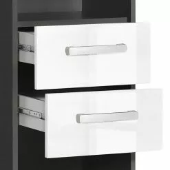 Furnitive Aktenregal Buzy - Hochglanz Weiß / Anthrazit -Büromöbel Verkaufsgeschäft 1000191311 191031 16045300016 DETAILS P000000001000191311