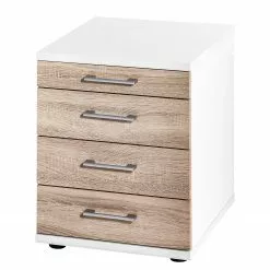 Furnitive Standcontainer Lezan - Silber - Eiche Sonoma Dekor / Weiß