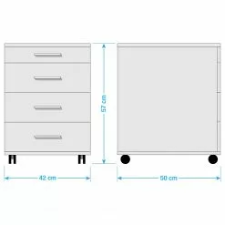 Furnitive Rollcontainer Arcon - Trüffeleiche Dekor / Hochglanz Weiß -Büromöbel Verkaufsgeschäft 1000191338 220107 144343000550 SKETCH DETAILS P000000001000191338 sketch