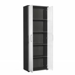 Furnitive Aktenschrank Buzy - Hochglanz Weiß / Anthrazit - Höhe: 182 cm -Büromöbel Verkaufsgeschäft 1000191353 191031 16045900145 DETAILS P000000001000191353