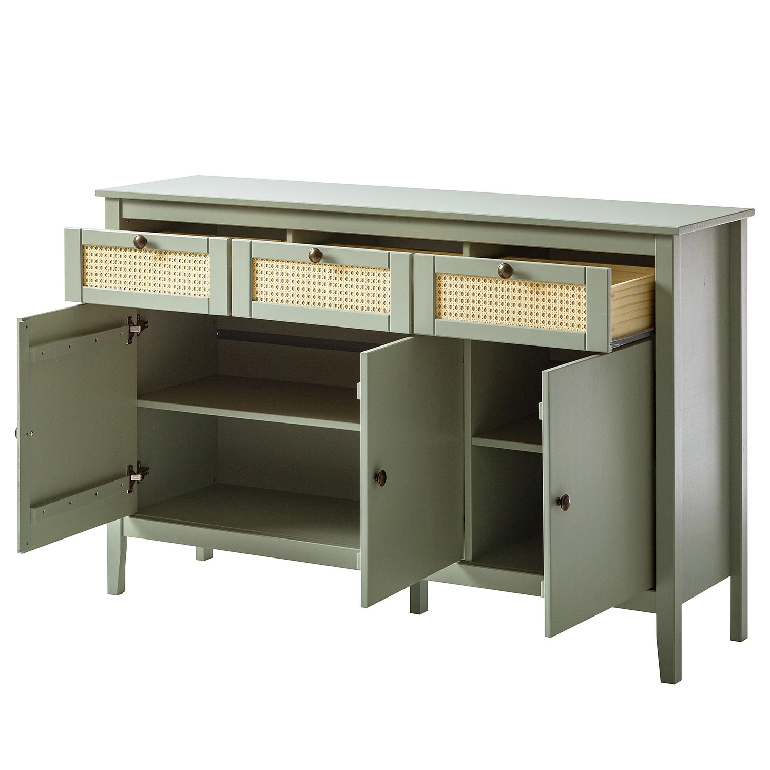 Maison Belfort Sideboard Belleria - Kiefer massiv / Wiener Geflecht - Hellolivgrün 7 Maison Belfort Sideboard Belleria - Kiefer massiv / Wiener Geflecht - Hellolivgrün – Bild 5