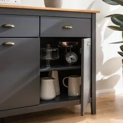 Maison Belfort Sideboard Rivery - Kiefer massiv - Anthrazit -Büromöbel Verkaufsgeschäft 1000193132 200302 15340800007 DETAILS P000000001000193132