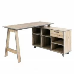 Furnitive Eckschreibtisch Parlan - Eiche Grau Dekor / Anthrazit