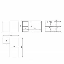 Germania Schreibtisch Austin - Graphit / Navarra Eiche Dekor -Büromöbel Verkaufsgeschäft 1000196986 191203 06445700012 SKETCH DETAILS P000000001000196986 sketch