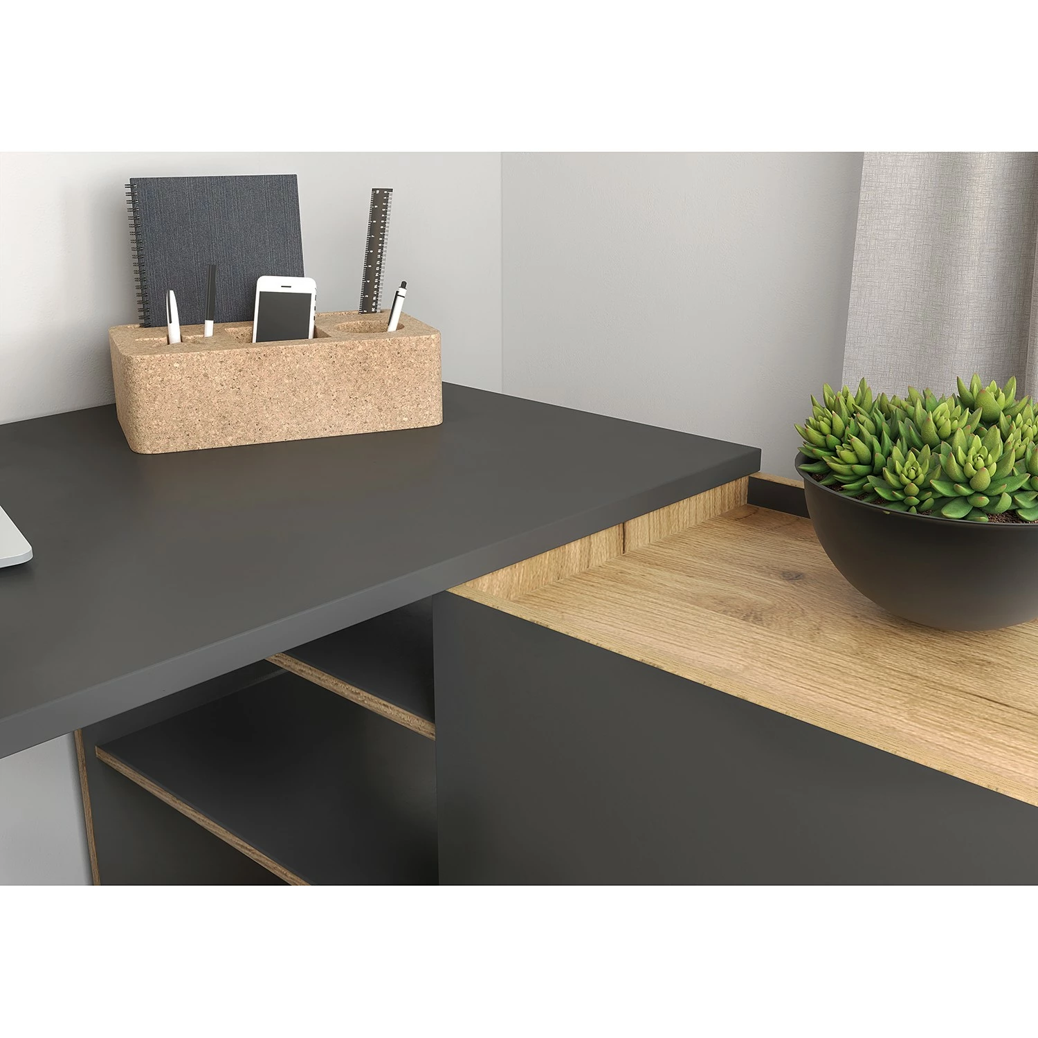Germania Büroset Austin (2-teilig) - Graphit / Navarra Eiche Dekor 9 Germania Büroset Austin (2-teilig) - Graphit / Navarra Eiche Dekor – Bild 7