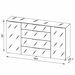 Maja Möbel Sideboard Trend I - Glas - Weiß -Büromöbel Verkaufsgeschäft 1000197485 191129 08042200025 SKETCH DETAILS P000000001000197485 sketch