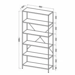 Fredriks Regal Meon II - Eiche Grau Dekor -Büromöbel Verkaufsgeschäft 1000201090 200814 14304400011 SKETCH DETAILS P000000001000201090 sketch