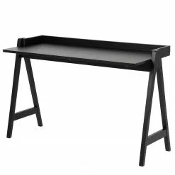 Norrwood Schreibtisch Mims - Gummibaum massiv - Eiche Schwarz / Schwarz