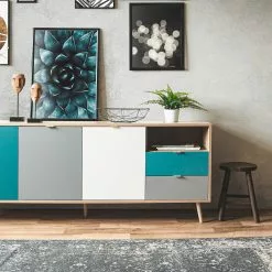 Norrwood Sideboard Bibury II - Mehrfarbig / Eiche Sonoma Dekor -Büromöbel Verkaufsgeschäft 1000202461 200124 09542900170 DETAILS P000000001000202461