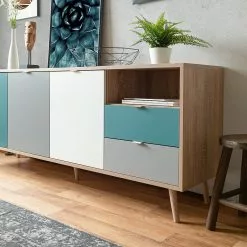 Norrwood Sideboard Bibury II - Mehrfarbig / Eiche Sonoma Dekor -Büromöbel Verkaufsgeschäft 1000202461 200124 09543000171 DETAILS P000000001000202461