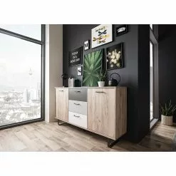 Norrwood Sideboard Brookton - Mehrfarbig / Eiche Dekor -Büromöbel Verkaufsgeschäft 1000202465 200124 09543800216 MOOD DETAILS P000000001000202465 mood